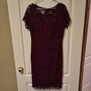 Ambiance Burgundy Lace Midi Dress